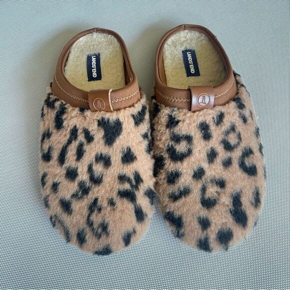 Lands’ End Fuzzy Leopard Print Clog Slipper Women’s Size 8B - Picture 1 of 8